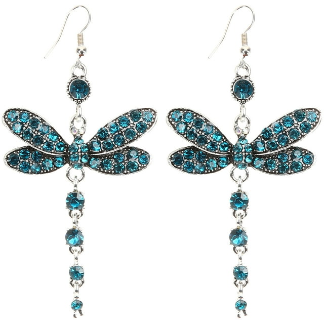 1 Pair Female Dangle Earrings Statement Earrings Dragonfly Earrings Rhinestone Jewelry