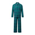 thumbnail image 2 of AIGUR Family Matching Christmas Pajamas Set, Green Blue Plaid Long Sleeve Button‑Up Shirt  Pants Soft Sleepwear for Holiday, 2 of 10