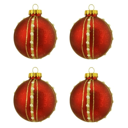 - Northlight 4ct Matte with Swirls and Striped Glass Ball Christmas Ornament Set 2.5
