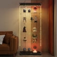 thumbnail image 3 of Tempered Glass Display Cabinet with Bluetooth LED Lighting, Lockable Door & Locking Casters - Multi-Purpose Storage for Wine, Files, Home & Office Decor in Black, 3 of 9