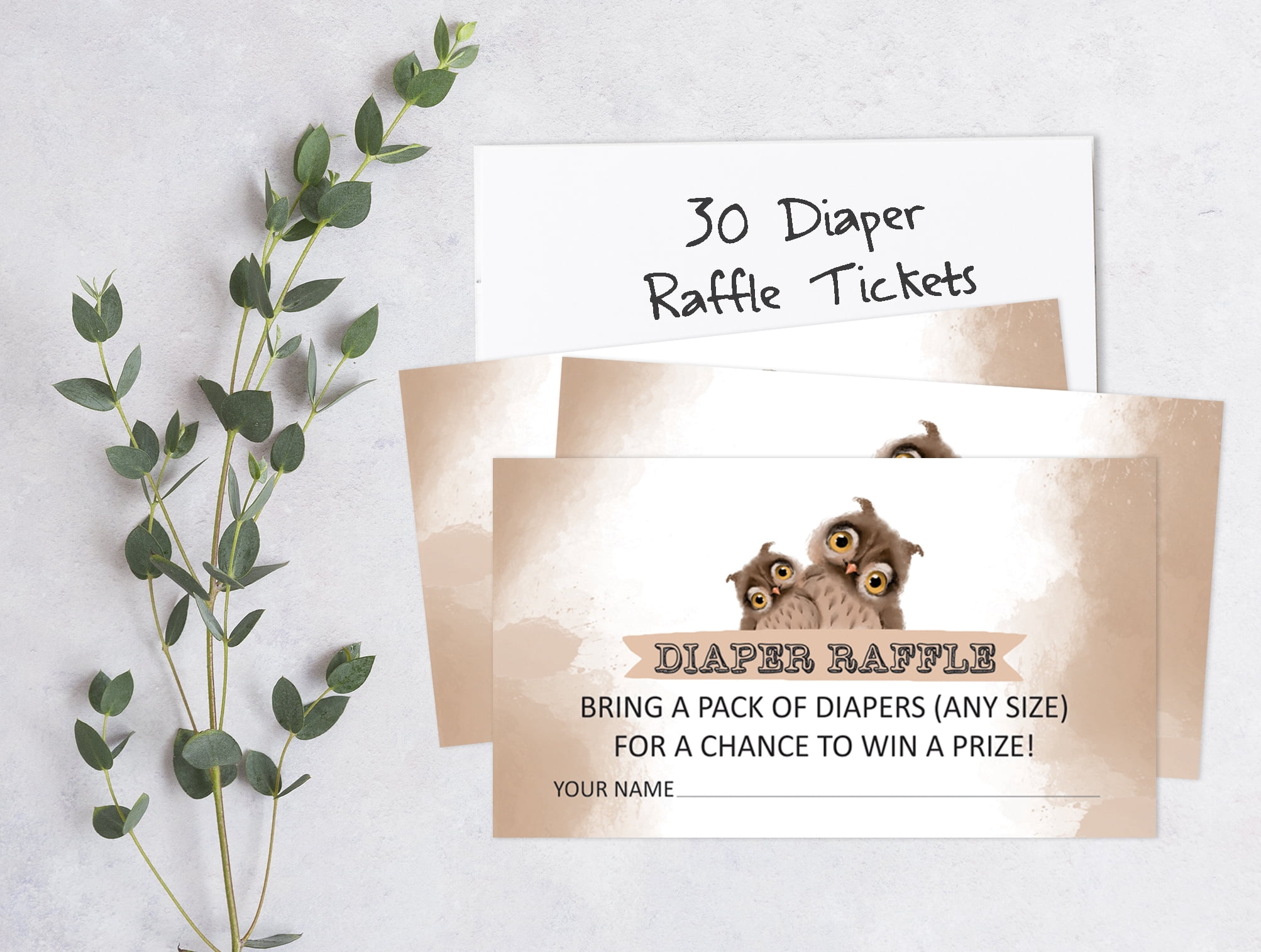 Inkdotpot 30Owl Bird Baby ShowerDiaper Raffle Ticket Lottery Insert Cards Supplies Games For Baby Shower Party Bring A Pack Of Diapers To Win Favors Gifts And Prizes