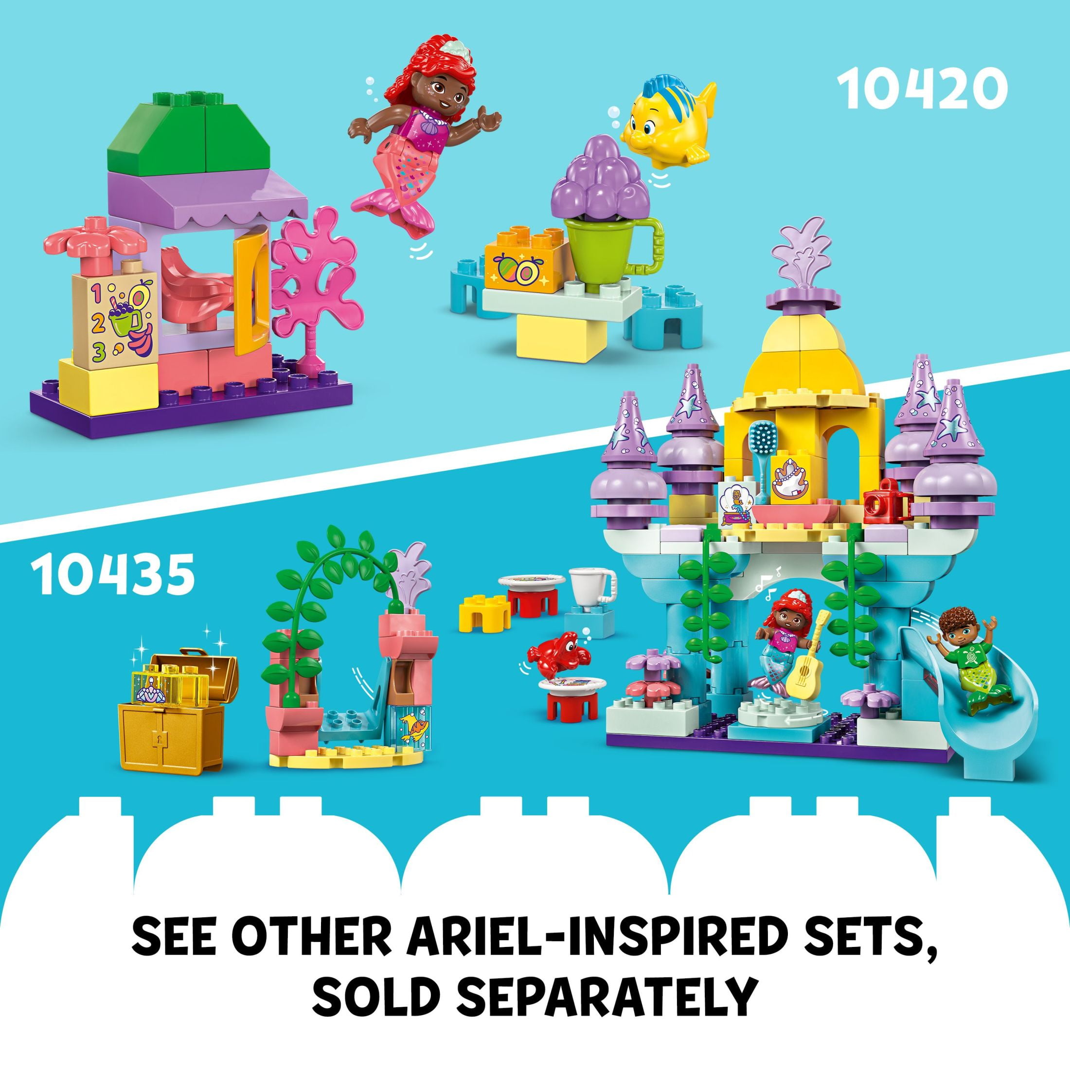 LEGO DUPLO Disney Ariel and Flounder’s Café Stand, The Little Mermaid Toys, Kids Learning Toy, 10420