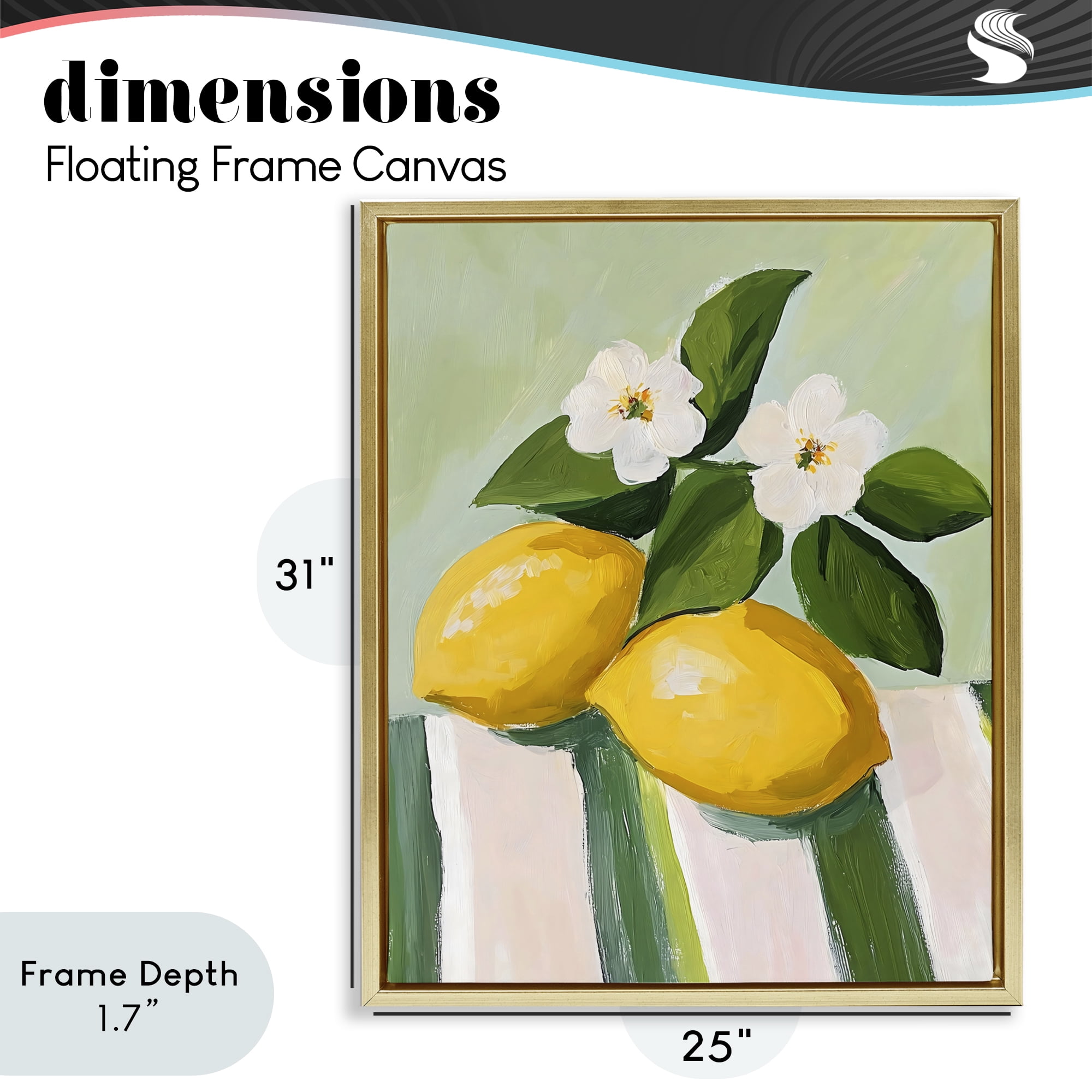 Stupell Industries Lemons And Daisies on Tablecloth Gold Framed Floater Canvas Wall Art, design by The Prints Vibe