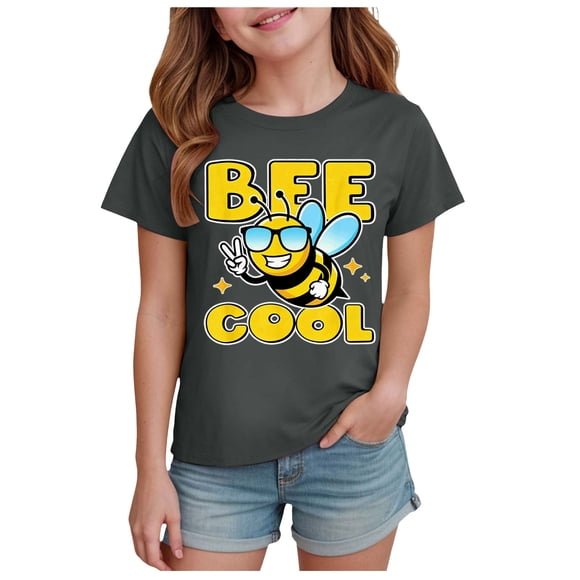 Nwiuh Cool Kids Boys Girls Bee T-Shirt Funny Cool Skateboard Beekeeper Girl Kids (Grey, 13-14 Years)