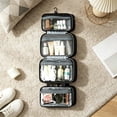 thumbnail image 5 of Foldable Hanging Cosmetic Organizer, 4-Slayer Travel Toiletry Bag with Clear Pouches, Water-Resistant Makeup Bag for Bathroom, Travel, Camping, Storage, 5 of 7
