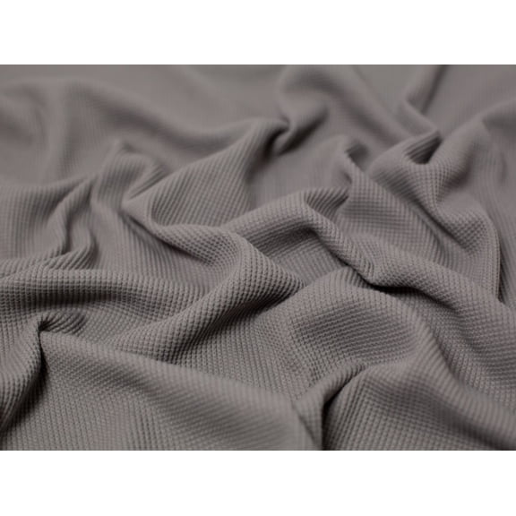 Minerva Cotton Waffle Textured Stretch Knit Fabric Fossil Grey - per yard