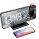 thumbnail image 1 of Reloj despertador de proyección para dormitorio, reloj despertador digital con cargador USB, radio despertador con pantalla de espejo LED grande de 7,4 pulgadas, negro, 1 of 5