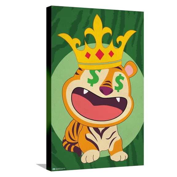 Tiger with Crown Canvas Wall Poster, 14.725" x 22.375"