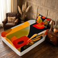 thumbnail image 5 of Manfei Abstract Mid-Century Twin Sheets, Minimalist Leaf Bedding, Orange Red, Black Reversible 3-Piece1 Flat Sheet + 1 Fitted Sheet + 1 Pillowcase, 5 of 6