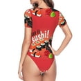 thumbnail image 4 of Daiia Sushi print Women's Crew Neck Short Sleeve Bodysuit Fashion Tops Fit Casual Basic Extender Bodysuit-Small, 4 of 9