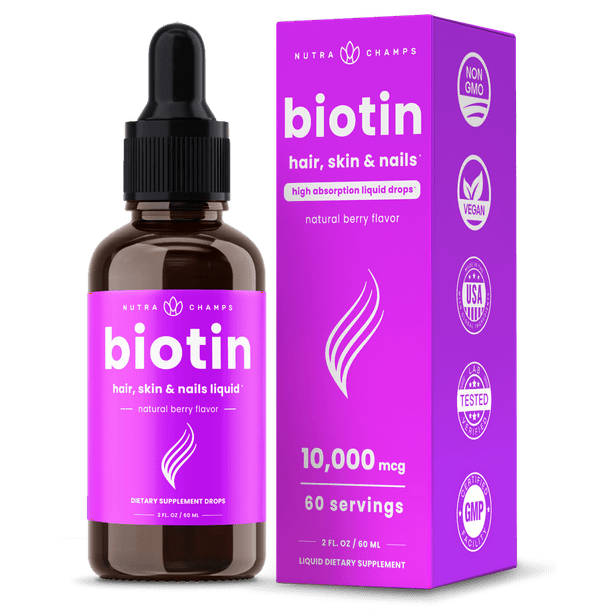 NutraChamps Liquid Biotin 10000mcg Drops Liquid Biotin for Hair