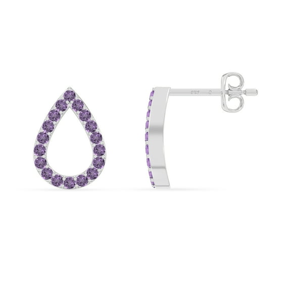 Natural Amethyst Teardrop Stud Earrings for Women in Sterling Silver, February Birthstone Jewelry Gifts for Her Birthday, Wedding Anniversary, Party, Mothers Day, Christmas, Graduation, Valentines