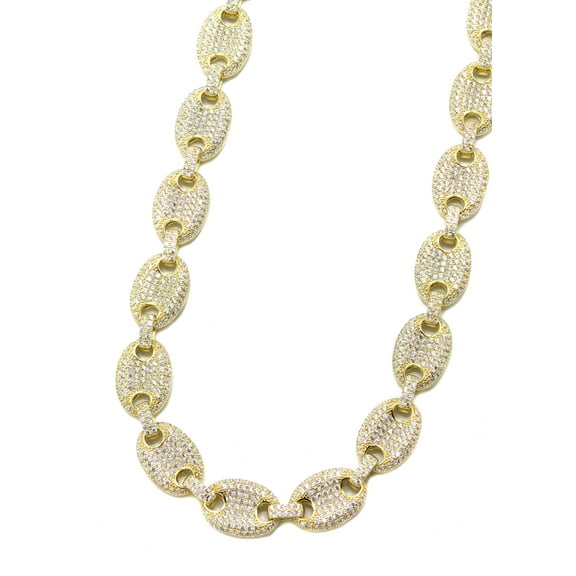 Silver Chain -  Gold Iced Out Puff Chain