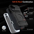 thumbnail image 6 of Decase Compatible with iPhone 16 5G Brackets Case,Car Mount Magnetic Kickstand Carrying Card Slots 2 in 1 Anti-Fall Phone Case,Shockproof Rugged Case for iPhone 16,Black, 6 of 7