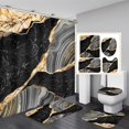 thumbnail image 1 of Juego de cortinas de ducha Nkzply Black Marble con alfombras para baño, 1 of 7