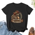 thumbnail image 3 of Women’s Graphic Tee Cotton T-Shirt Casual Wild Flowers Wild Horses Shirt, 3 of 7