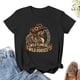 thumbnail image 3 of Women’s Graphic Tee Cotton T-Shirt Casual Wild Flowers Wild Horses Shirt, 3 of 7