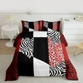 thumbnail image 2 of jejeloiu Leopard Print Twin Comforter Sets,Red White Black Bedding Set For Men Women Reversible 2-Piece, 2 of 8