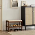 thumbnail image 2 of Wood Shoe Bench,2-Tier Storage Bench with Cushion Padded Seat,Entryway Bench with Shoe Storage, Small Bench for Entryway,Living Room, 2 of 9