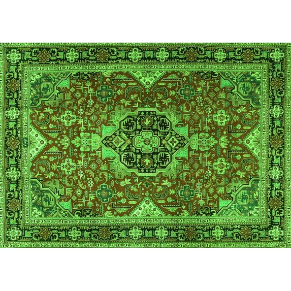 Ahgly Company Indoor Rectangle Persian Green Traditional Area Rugs, 5' x 7'