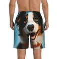 thumbnail image 3 of KLL Playful Smile Cute Dog Men's Casual Summer Beach Shorts Hawaiian Shorts with Pockets-Medium, 3 of 5