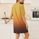thumbnail image 5 of Mujeres Manga Corta Tops Impresión Casual Cuello Redondo Vendaje Vestido Falda de las Señoras, Vestido de Manga Corta para las Mujeres Primavera Verano Uso Diario, 5 of 6