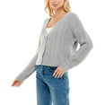 thumbnail image 2 of Crave Fame Juniors’ Cable-Knit Cardigan (Grey, X-Large), 2 of 3
