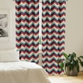 thumbnail image 2 of Ambesonne Chevron Curtains, Retro Abstract Stripes, Pair of 28"x95", Pale Blue Navy Blue, 2 of 5