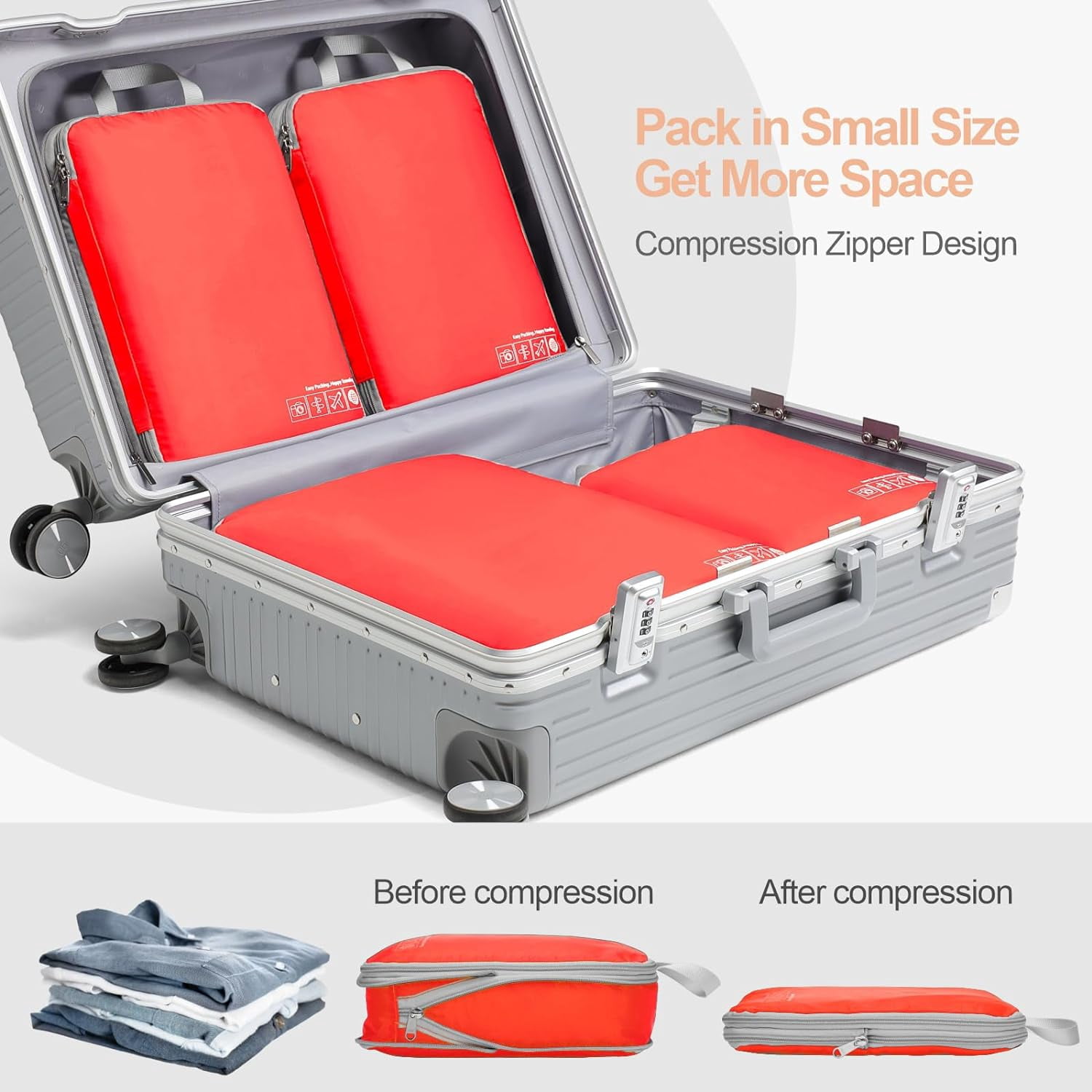 Mesh Compression Packing Cubes Travel - Space Saving Packing Cubes for Travel Women, Lightweight Compression Cubes for Travel Bags Luggage Packing Organizer for Suitcases