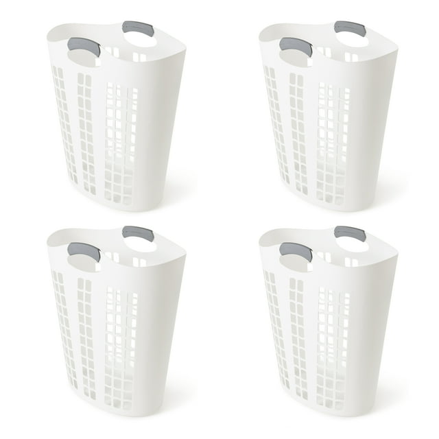 Gracious Living Easy Carry Flex Hamper, Laundry Basket w/Handles (4 Pack)