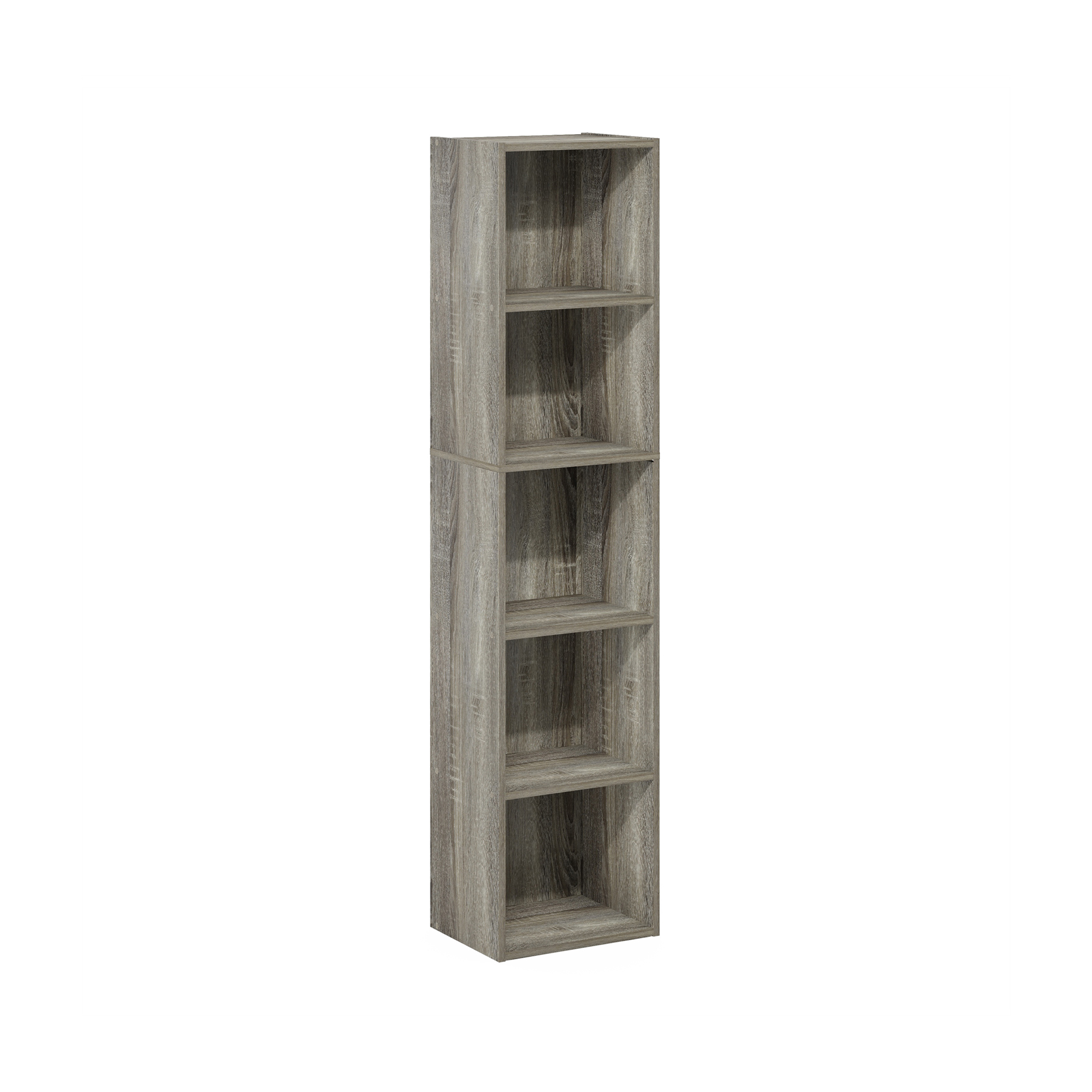 HOMLUX 9" x 12" x 52" Storage Shelf 5 Tier Cube Bookcase, Suitable for Small Space, Gray