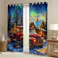 thumbnail image 2 of Manfei Red Farm Truck Black Out Curtains, Merry Christmas Curtains Pack of 2 (42x63 Each) for Kids Boys Girls, Cute Gingerbread House Bedroom Curtains, Luxury Home Decor, 2 of 6