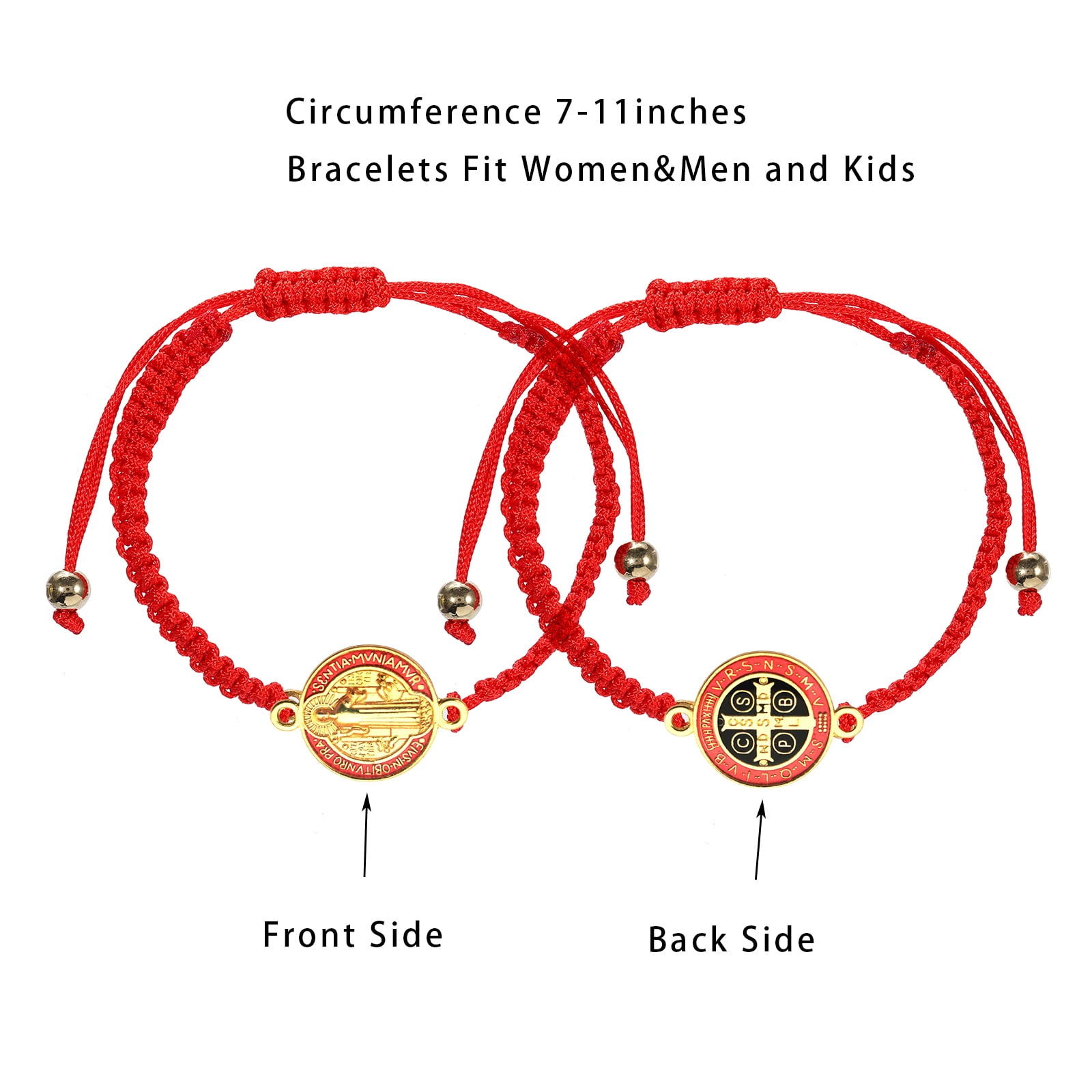 Saint Benedict Christian Catholic Blessing String Bracelet Prayer Rosary  Red Protection Medals Jewlery for Men and Women / Pulsera Rosario Roja