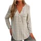 thumbnail image 1 of Camisas KIHOUT para mujer, liquidación, talla pequeña, informal, holgada, con rayas, bolsillos, cuello en V, manga larga, ofertas., 1 of 8