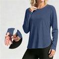 thumbnail image 2 of jobturf Long Sleeve Athletic Shirts for Women Curved Hem Side Split Sun Shirt UV Protection Casual Workout Tops M, 2 of 9