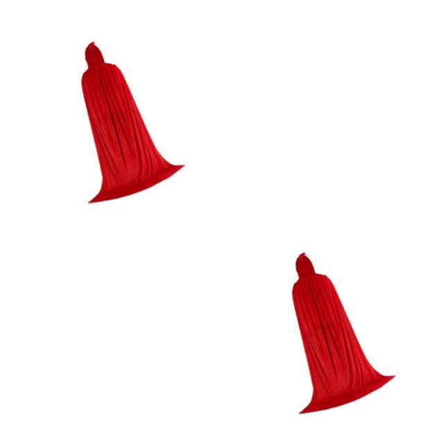 Shengyu Deluxe Velvet Hooded Cloak Long Robe Witch Capes Halloween Costume Red 170cm 2Set