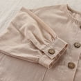 thumbnail image 7 of MAIHAN Relaxed Linen Blend Shirt Jacket for Boys Girls, Casual Oversized Button Up Long Sleeve Top, Unisex Kids Lightweight Coat(Khaki,12-24 Month), 7 of 7