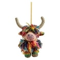 thumbnail image 2 of Highland Cow Christmas Ornaments - Cute 2D Acrylic Cow Pendants for Xmas Tree Decorations, Cartoon Animal Themed Holiday Home Party Decor, 2 of 7