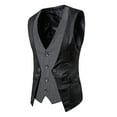 thumbnail image 2 of YLSDY Men's Slim Fit Casual Business Waistcoat V-Neck Herringbone Vest Steampunk Gothic Victorian Wedding Party with Welt Pockets Double Breasted Suit Vest Dark Gray S, 2 of 4