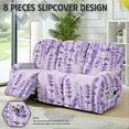 thumbnail image 2 of COEQINE Lazy Boy Recliner Chair Cover 3 Seater Sofa Slipcover 8 Pieces Comfy Dog Couch Cover Reclining Chair Slipcover with Side Pocket for Pets, Kids, Lavender Floral Purple, 2 of 8