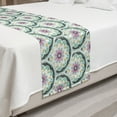 thumbnail image 2 of Oriental Bed Runner, Repetitive Symmetric Pattern with Ottoman Style Mandala in Soft Colors, Decorative Accent Bedding Scarf for Hotels Homes and Guestrooms, King, Sea Green and Hot Pink, by Ambesonne, 2 of 2