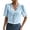 Light Blue, variant on Womens Tops T Shirts Solid Color Casual V Neck Lace Loose Puff Short Sleeve Tunic Plain Tees Blouses White L