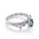 thumbnail image 3 of JeenMata Anillo de Bodas con Diseño de Hoja de Moissanita y Ágata Verde Musgo Dendrítica Ovalada de 1,5 Quilates con Engaste en Garras, Engastado en Oro Blanco de 18 K sobre Plata, 3 of 6