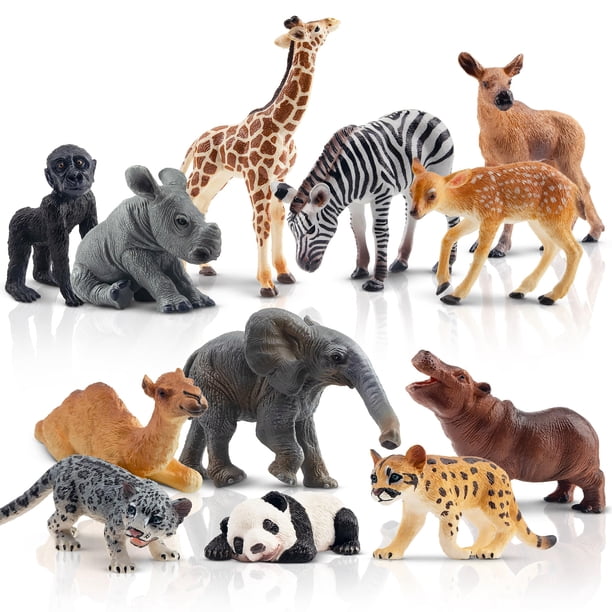 Figuras de juguete Toymany Forest Animals para bebés, 12 unidades, regalo para niños