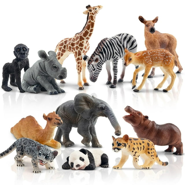 Figuras de juguete Toymany Forest Animals para bebés, 12 unidades, regalo para niños