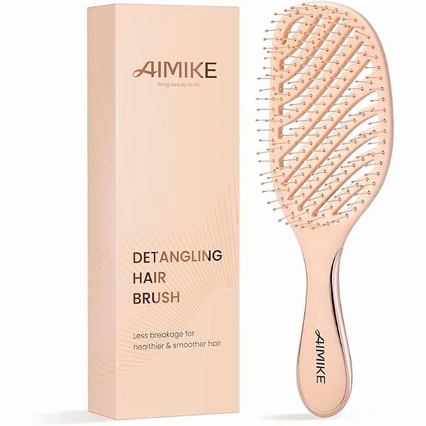 wonima11 Rose Luxe Detangler Brush, Pain-Free Vented Detangling Brush with Ultra-Soft FlexGlide Bristles, Effortlessly Remove Knots & Reduce Hair Breakage, Wet Dry Brush for Women Thin Fine Hair