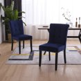 thumbnail image 4 of Set of 2 Modern Upholstered Dining Chair, Velvet Fabric Tufted Chairs with Rubber Wood Legs and Stainless Steel Pull Ring, Accent Parsons Chair for Living Room, Bedroom, Home Kitchen, 4 of 11