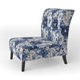 thumbnail image 3 of Designart "Blooming Blue And White Florals V" Blue Floral Upholstered Accent Chair - Cottage Arm Chair For Bedroom, 3 of 5