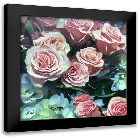 Novak, Rick 12x12 Black Modern Framed Museum Art Print Titled - Pink Roses II