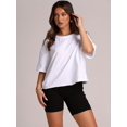 thumbnail image 4 of Women Cropped T-Shirts Drop Shoulder Round Neck Crop Tops Casual Summer Solid Color Basic Tees, 4 of 5